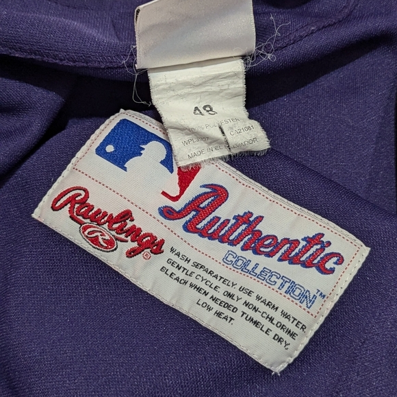 Rawlings Men's 48 B&T Arizona D-Backs 2001 MLB World Series Purple Teal Jersey - Picture 13 of 13